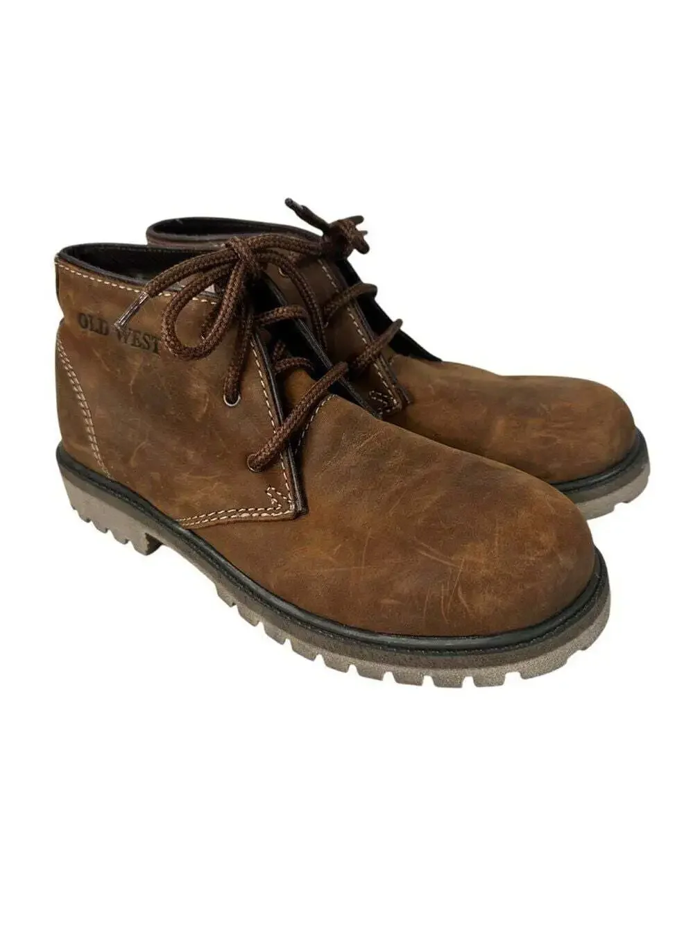 NWT Old West Boots Big Kids Size 4.5D Brown Leather Rough Outdoors Rugged